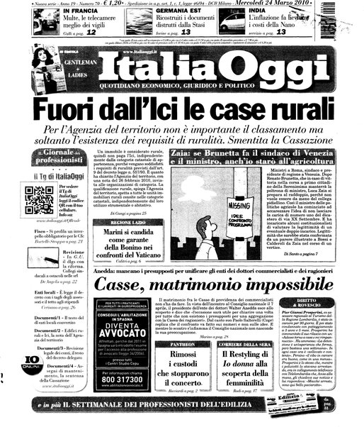 Italia oggi : quotidiano di economia finanza e politica